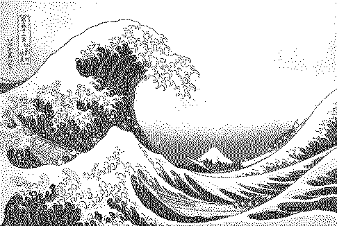 Sierra Lite dithering example (1-bit, Great Wave)