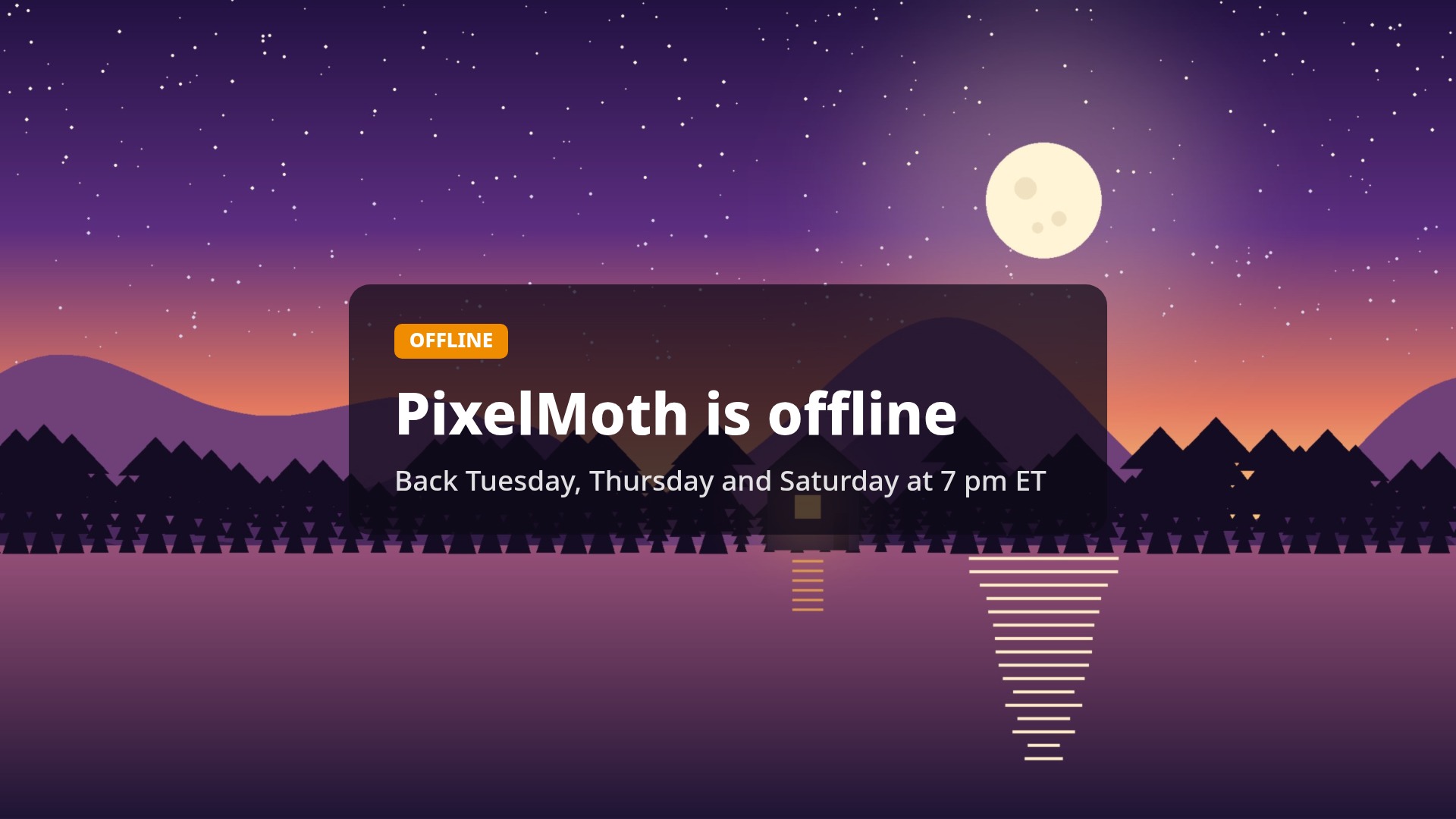 Twitch offline screen made with this tool: 1920×1080 JPEG with the headline in a centred card